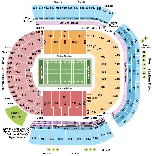 Tiger Stadium Magnolia Bowl Seating Chart